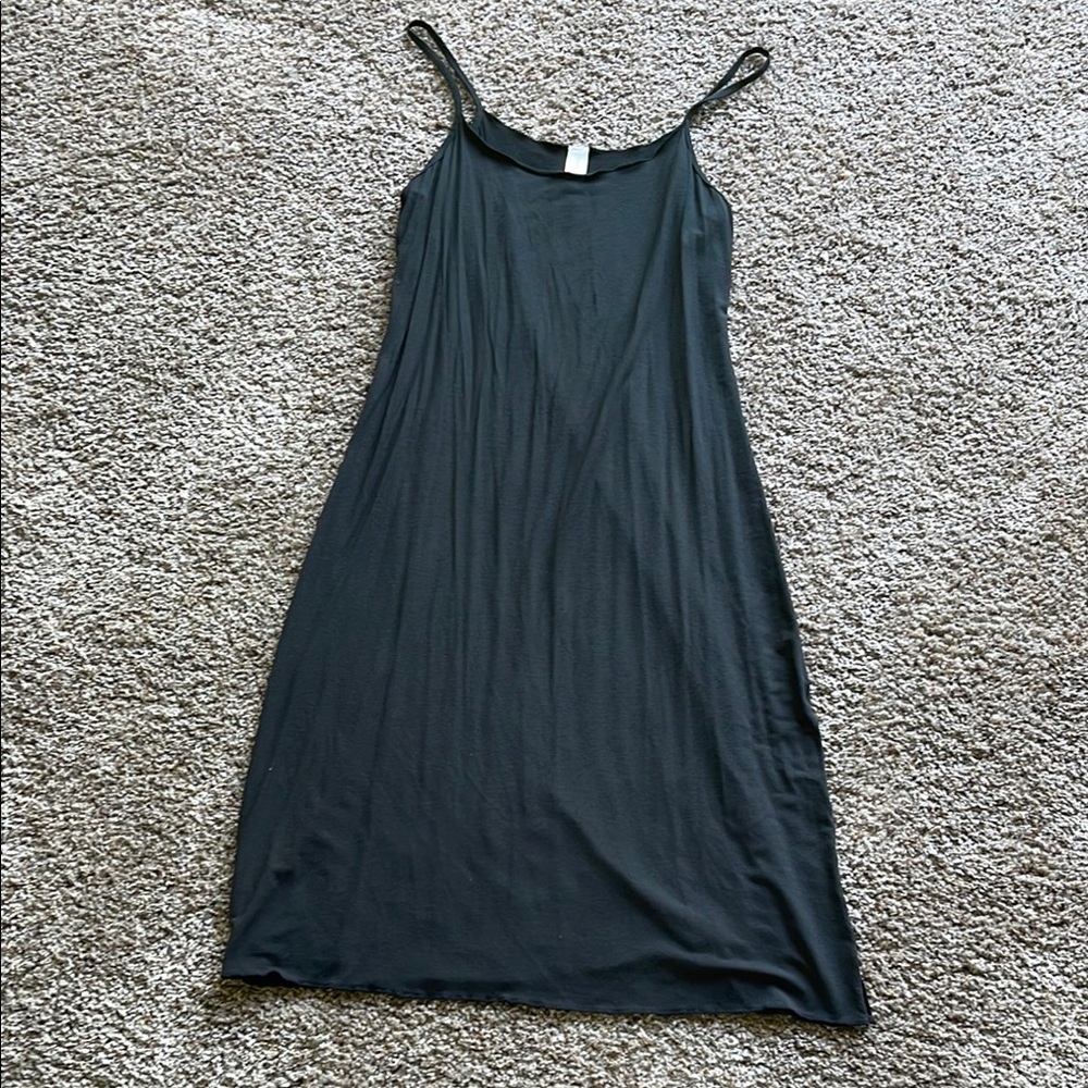GAP BODY Elegant Black buttery soft midi Slip Dress small NWOT